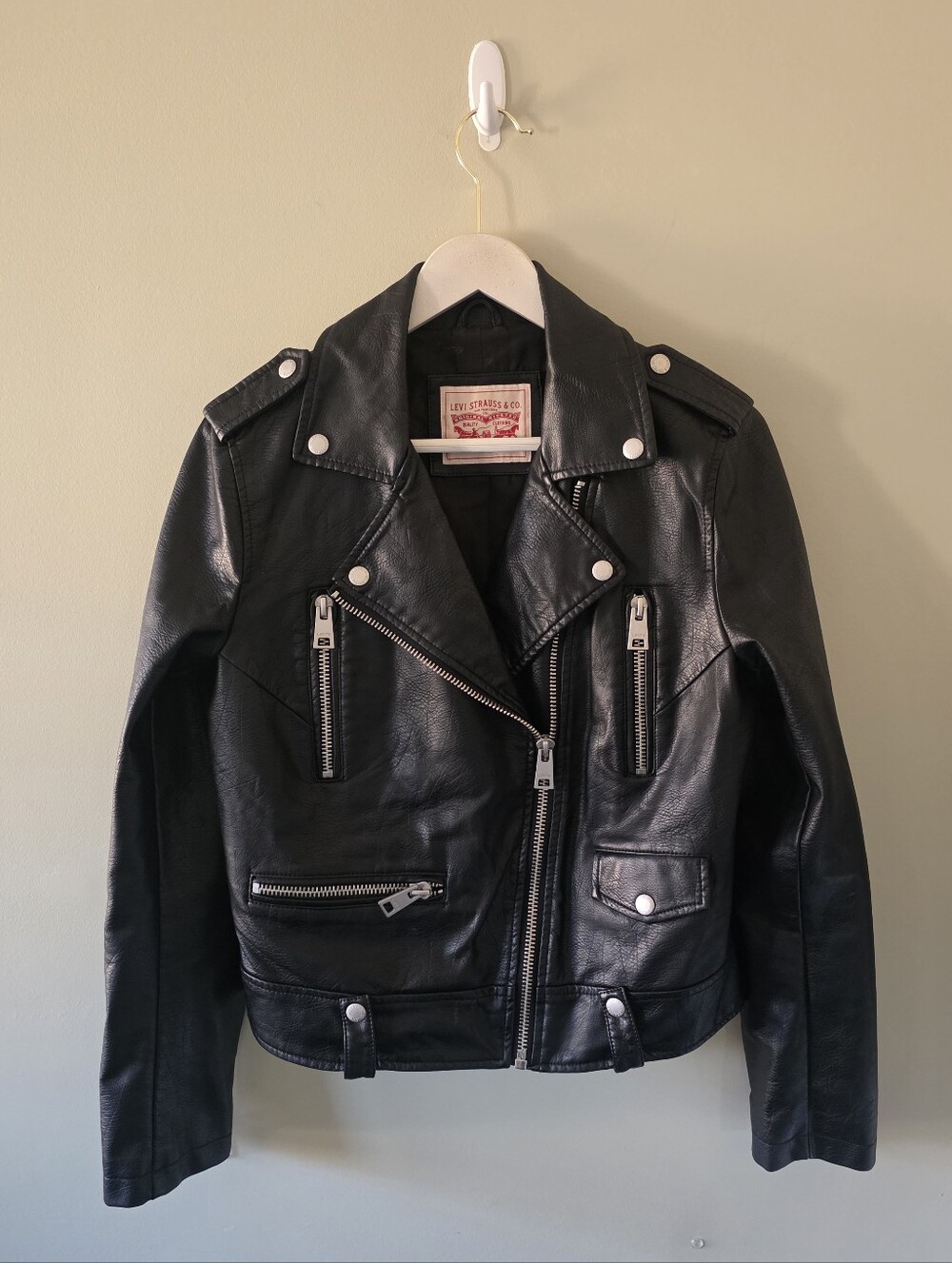 Levi's M Faux Leather Moto Bomber Jacket Biker Edgy Contemporary Streetwear
